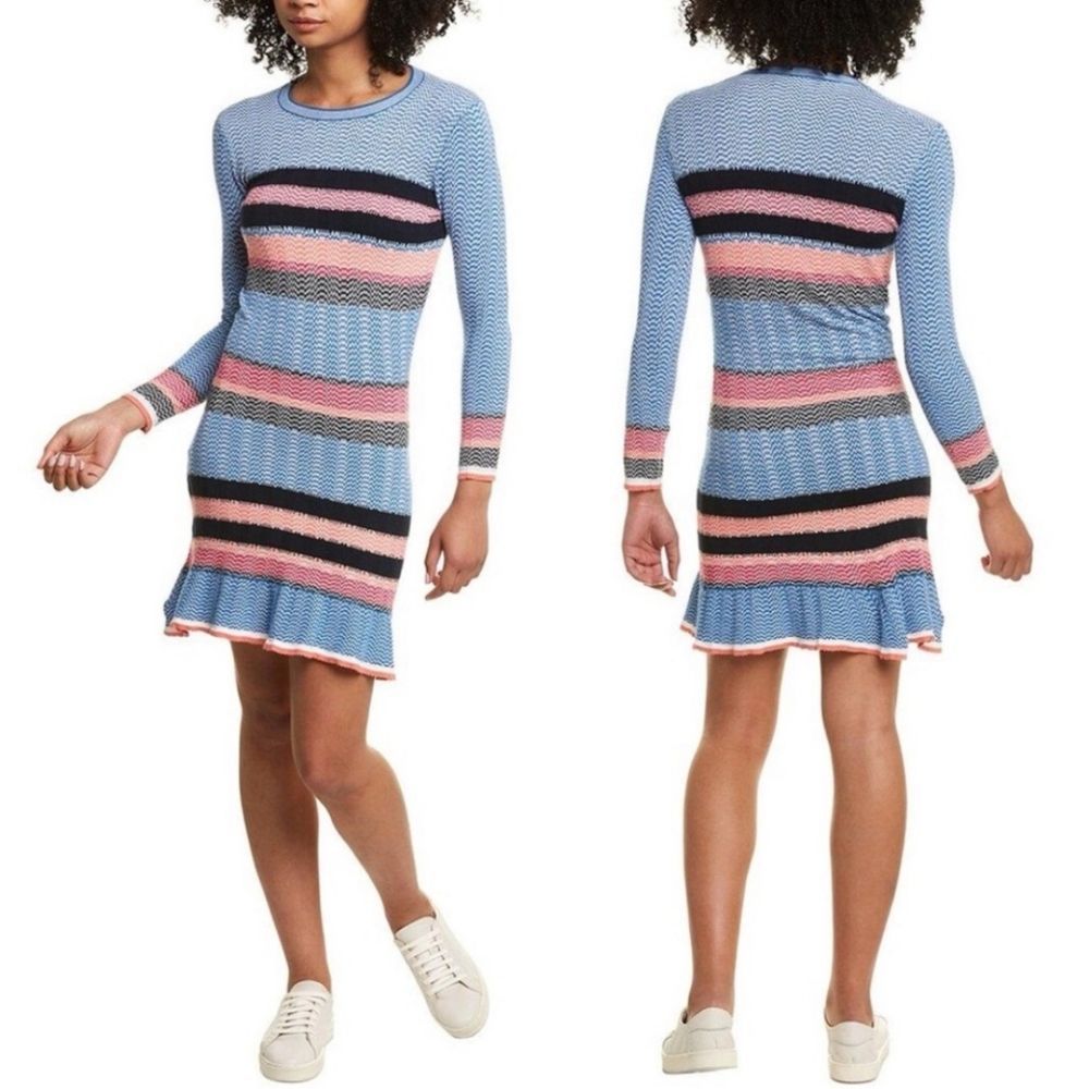 Tanya Taylor Beta Zigzag Long Sleeve Sweater Dress Size XS